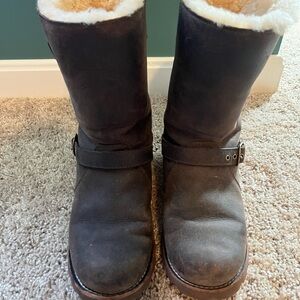 UGG Dark Brown Boots with Shearling Lining